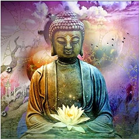 40x40cm/16x16in 5D Diamond Paint by Numbers for Adults,Full Square Drill Buddha Lotus DIY Diamond Art Accessories Cross Stitch Crystal Rhinestone Painting Embroidery Pictures for Home Wall Decor Cover