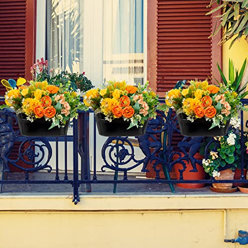 Foaincore 9 Pcs Metal Iron Railing Planter Oval Fence Hanging Flower Pot Garden Balcony Plant Box Holder Indoor Outdoor Hanging Bucket For Wall Home, 10.8 Inch (Black) #TOP4