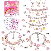 Arbolisse Regalo Bambina 5 6 7 8 9 10 Anni, Kit Braccialetti Fai da Te Bambina, GiochiBambina 4 5 6 Anni Femmina, 2pc Tatuaggi Temporanei Unicorno & Stickers Unghie