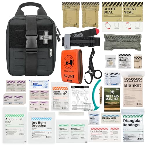RHINO RESCUE IFAK Trauma Kit with C-A-T Tourniquet, Tactical First Aid Kit Molle Pouch for Military,...
