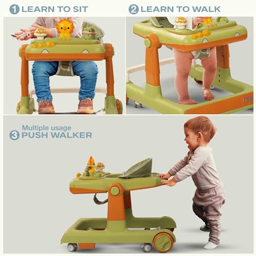 Image of Baybee Baby Walker for Kids with Height Adjustable & Tray, Activity Walker for Baby with Musical Toy Bar (Zeni Green)