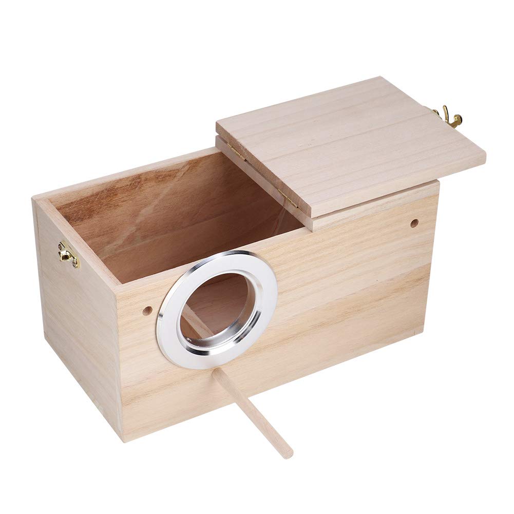 Voluxe Vogelzucht-Box Aus Holz - Brutkasten Für Papageien & Sittiche - Mit Ständer & Reinigungsöffnung