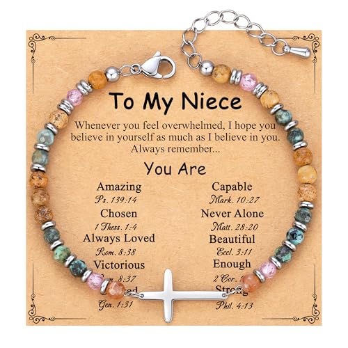 TONY & SANDY Niece Gifts from Auntie, Christian Cross Bracelet for Women Girls Jewelry,...
