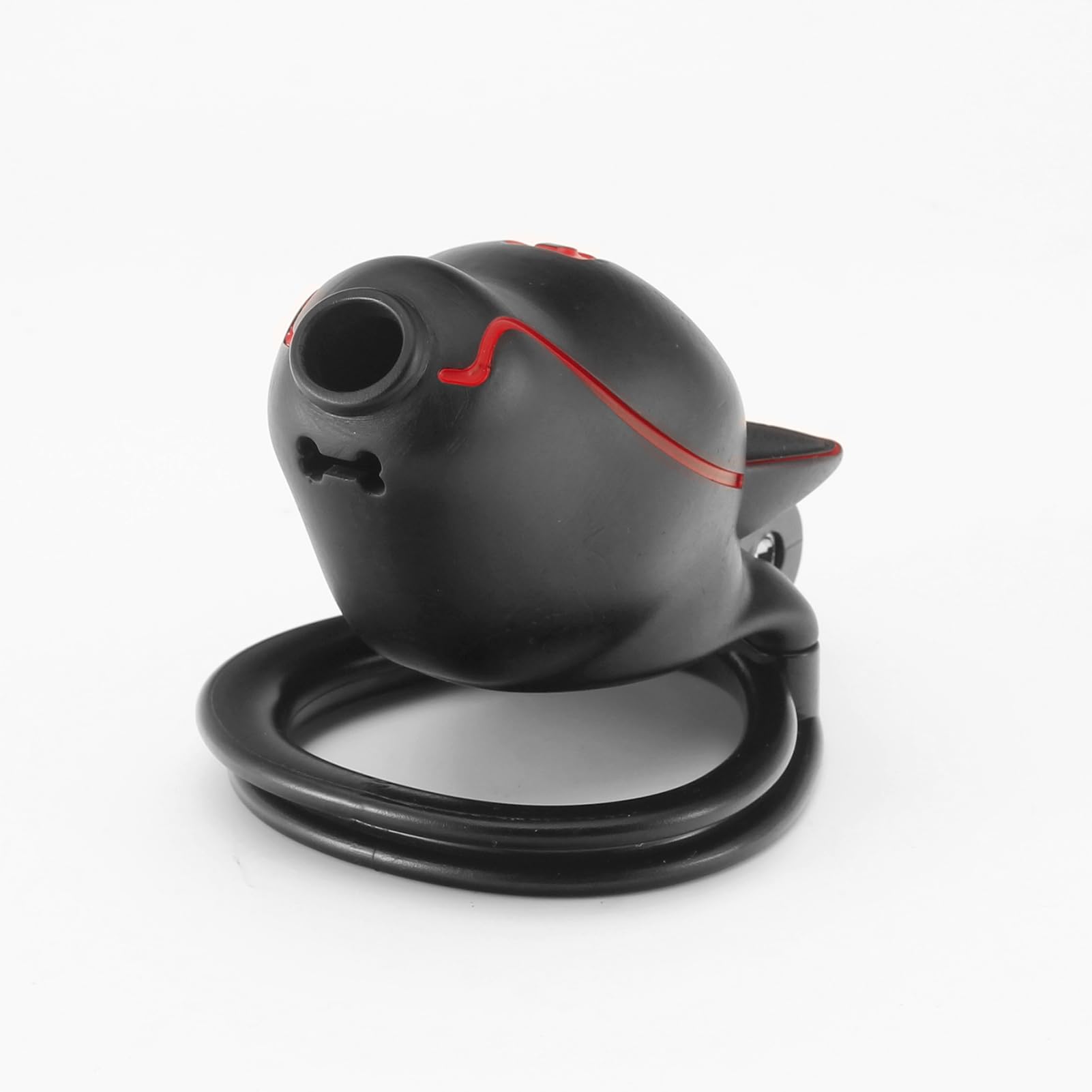 3D resina cabeza de perro jaula de pene BDSM juguete sexual con 4 anillos de polla y 2 llaves, jaula de castidad fetiche conjunto para el pene bondage invertida jaula de castidad (Black,Style-Lock)