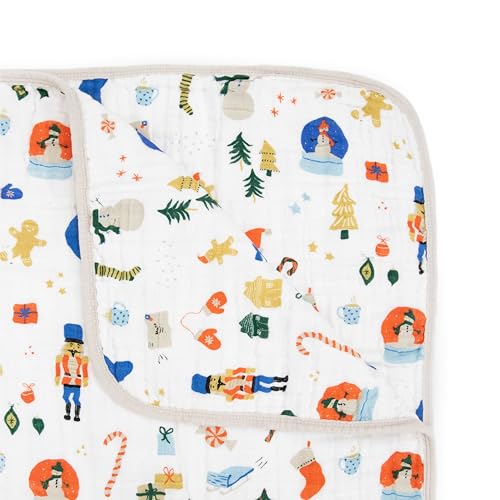 Image of Little Unicorn Muslin Quilt Blanket | 100% Cotton Soft Multi-Layered Muslin Fabric | Toddler & Baby Blanket | 47 inchx47 inch | for Nursery, Crib, Shower Gifts (Christmas Time)