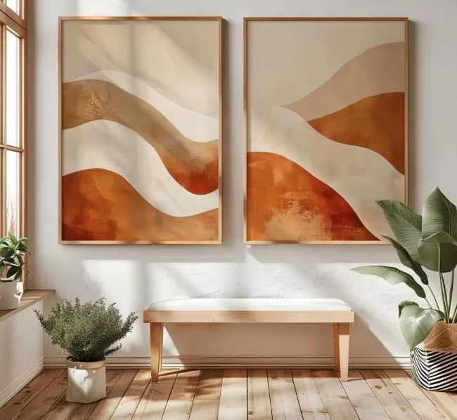 Nosudikr Lámina artística minimalista moderna, impresión abstracta sobre lienzo, póster para decoración del hogar, arte de pared (70x100cmx2/Sin marco)