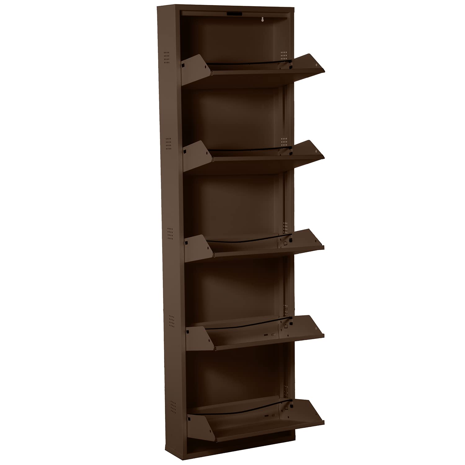 Meuble à chaussures avec 5 tiroirs en métal marron DRW 50x15x170cm