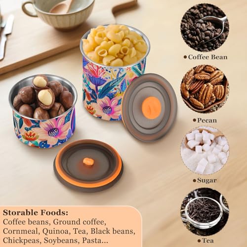 Contenedor para café acero inoxidable con diseño floral miniatura 6