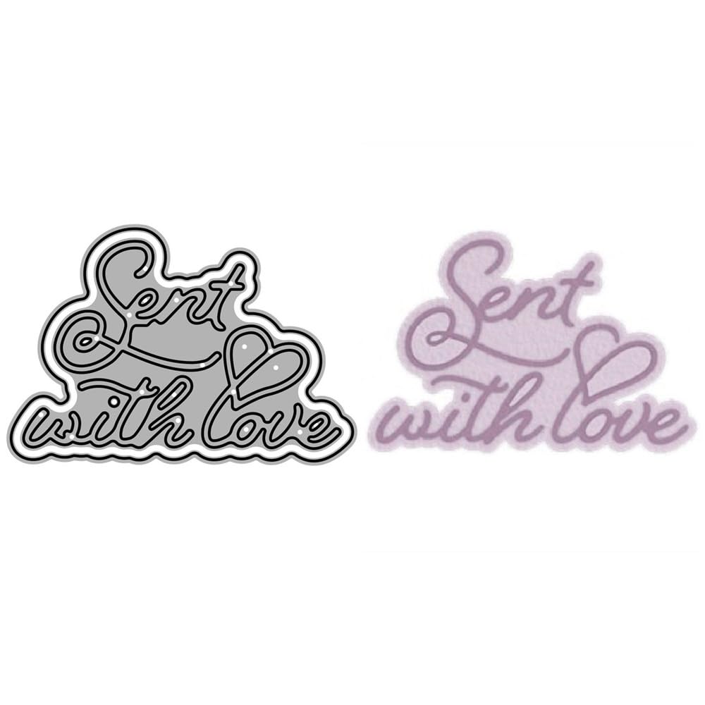 Shadow English Vocabulary Die Cuts for Card Making, Words Sent with Love Metal Cutting Dies for Paper Scrapbooking, DIY Stencils for Album Party Wedding Festivals Decoration