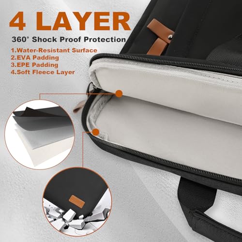Image of ESTARER Laptop Bag 17-17.3 Inch, Computer Bags for Men Water-resistant Nylon Laptop Case Slim Laptop Sleeve Fits Hp /Dell /Asus /Lenovo /Acer, Black