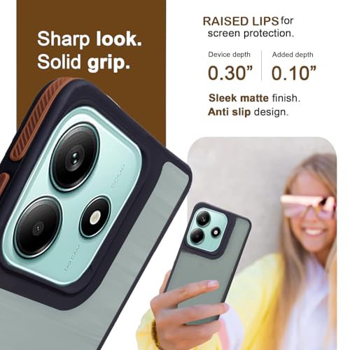 Image of A rtistque TPU+PC Frosted Ultra Matte Back Cover Case for Redmi Note 14 5G | Smooth Sides with Grip | Stylish Protective Design | Raised Camera Edges | Redmi Note 14 5g Back Cover - Brown