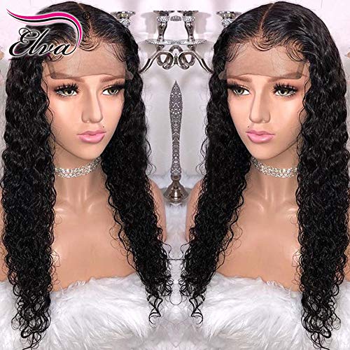 360 Lace Frontal Wig 180% Density Pre-Plucked Hairline 360 Lace Front Brazilian Remy Human Hair Wig Curly Hair Wig for Black Women (12inch with 180% density)