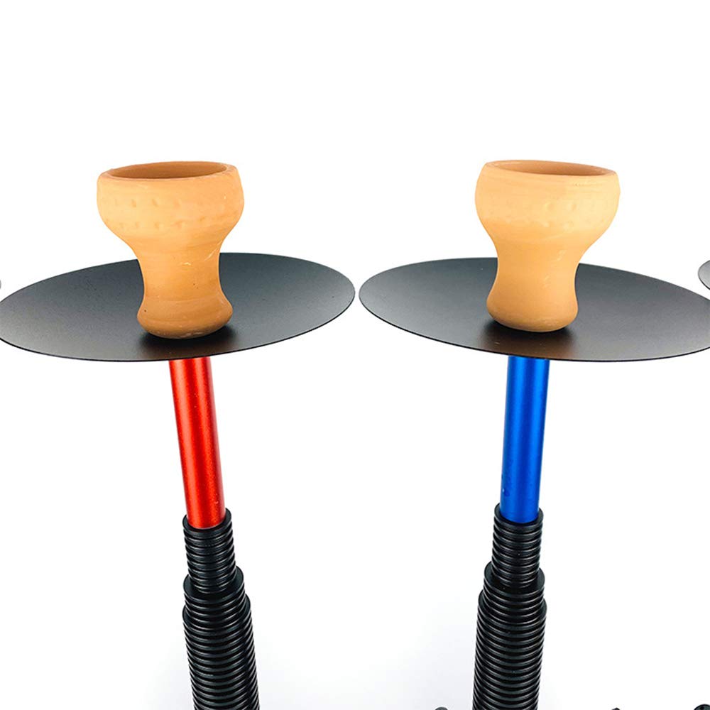 Pipa de cachimba Shisha de Manguera única con un tazón, Rejilla de carbón, Abrazadera de carbón y Accesorios de Papel de Aluminio con Aislamiento térmico Kit de Inicio Completo,Rojo