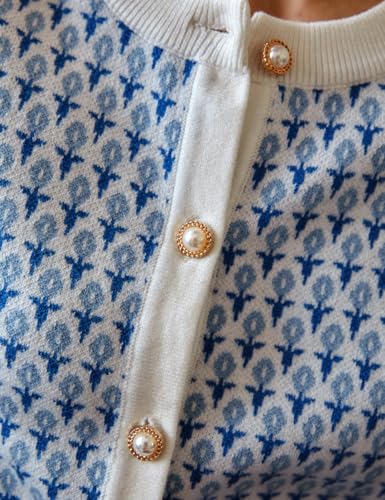 Women's Cropped Cardigan Sweater, Round Neck Pearl Button Long Sleeve 2025 Autumn Trendy Sweater Top4