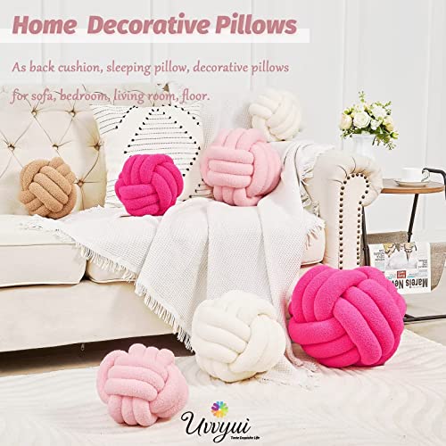 Image of Uvvyui Knot Pillow Ball, Soft Home Decorative Pillows, Round Throw Pillow, Handmade Knotted Plush Pillow, Round Boucle Pillow Cushion (11 Inches Pink)