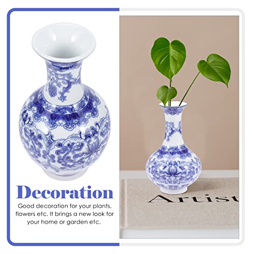 Veemoon Blue White Porcelain Vases Ceramic Flower Vase Flower Planter Pot Chinoiserie Vase Ginger Jar Vase Tall Vase Asian Decorations For Home Decor B #TOP4