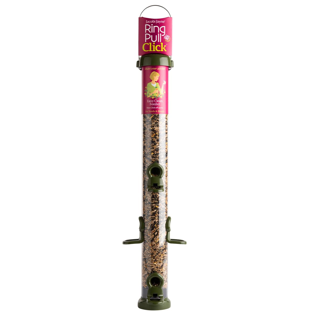 Jacobi Jayne RP3-S1G Ring-Pull Click Small Seed Feeder, green Bird — view 19