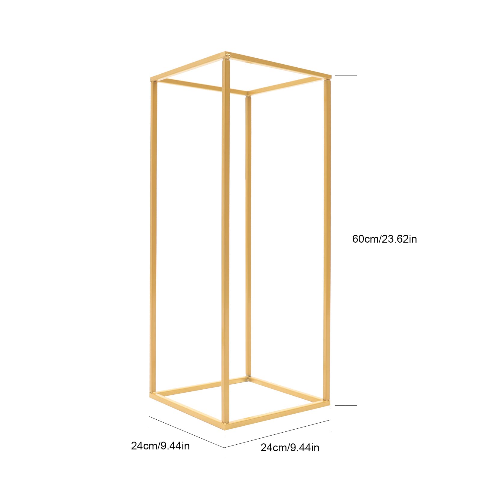 4 soportes de metal dorado para flores, 60 x 24 x 24 mm, para salón, fondo, cafetería, soporte decorativo