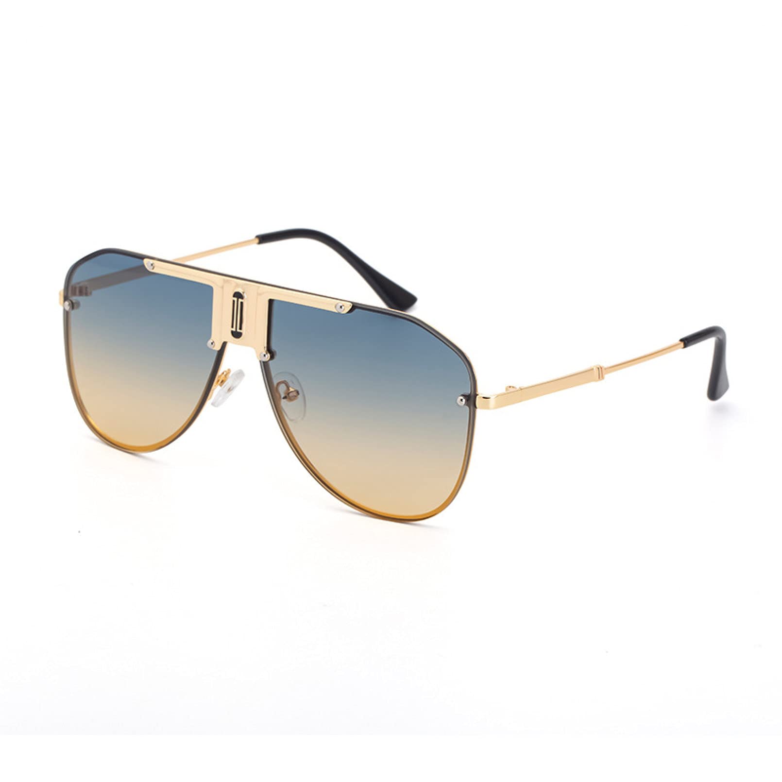 BAJIE Occhiali Da Sole Metallo Big Frame Occhiali Da Sole Uomo Tendenza Blu Occhiali Da Sole Donna