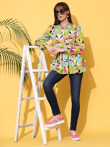 Image of Sheetal Associates Women's Top Shirt Stylish Trendy for Girls | Floral Printed Top | Lightweight Day Comfort