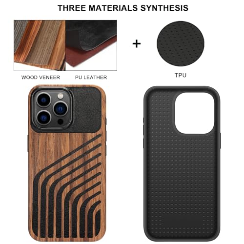 Coque iPhone 15 Pro anti-rayures étui robuste bois et carbone sans traces