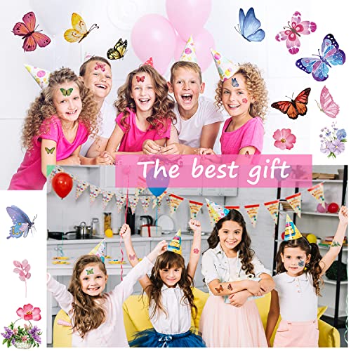 Butterfly Tattoos Temporary For Kids / Women, 100 Pcs Colorful & Waterproof Butterfly Temporary Stickers For Party Favors / Gifts / Decoration #TOP1