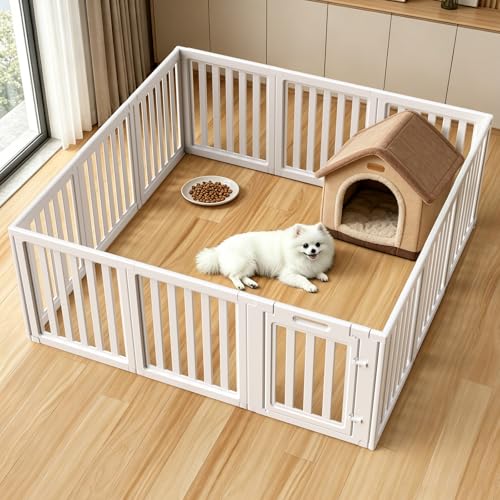 Image of Dog Playpen Indoor,Puppy Playpen,White 30.3 inch H, 12 Panels | Dog Play Pen Indoors with Open View, Tool-Free Setup, Multi-Shape Setup, Dog Pen for Dogs, Cats & Puppies