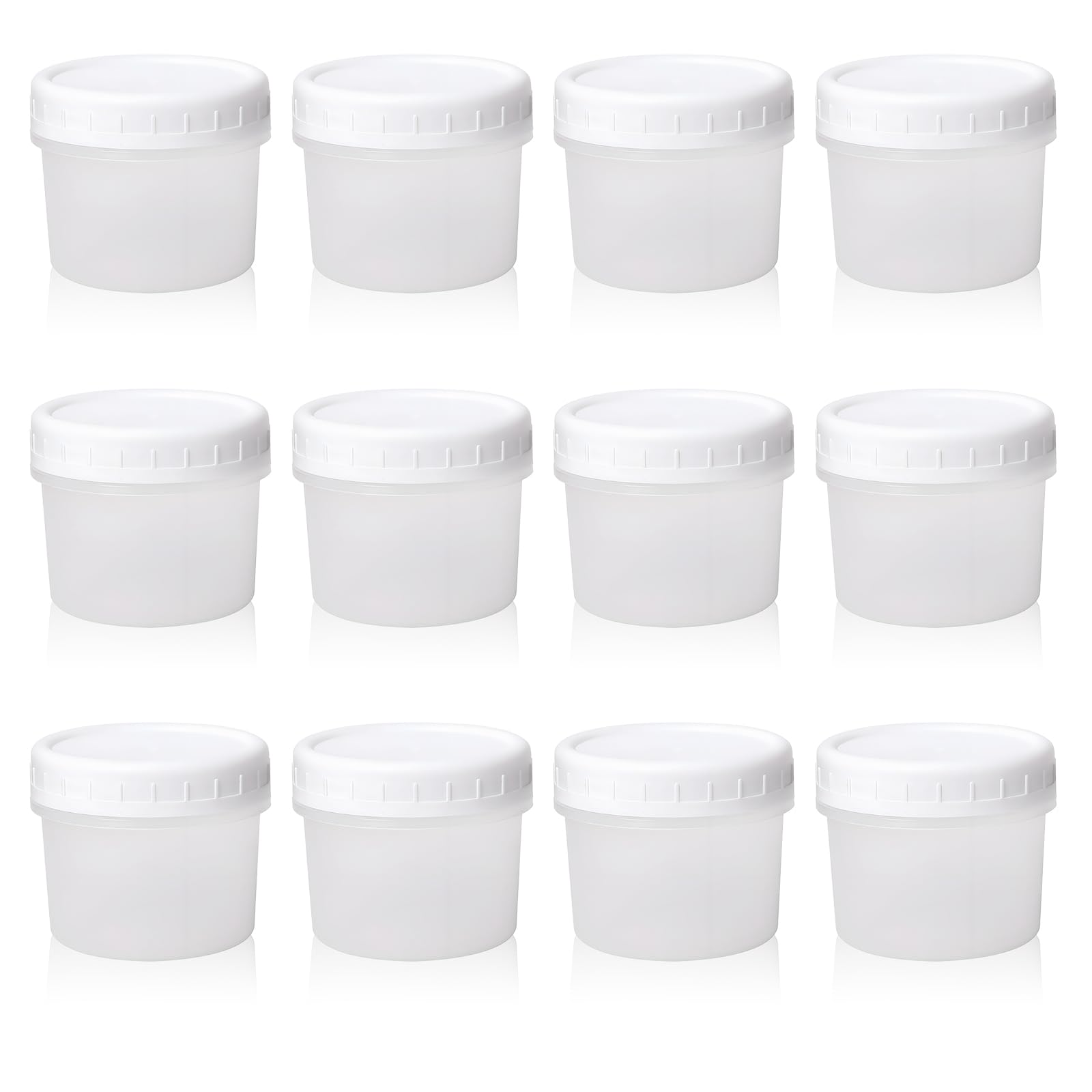 SenZee Small Food Containers with Lids, 4 oz Plastic Small Sauce Snack Pots with Lids Screw Top For Yogurt Salad Dressing Lunch Box 12 Pack