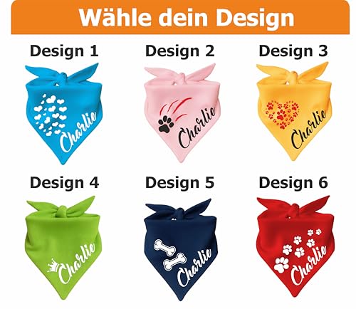 Hunde Dreiecks Halstuch (Fb: rot) (Gr. 1 (55 cm)) Name des Hundes