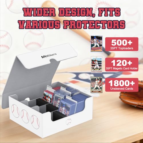 Image of Mlikero Baseball Card Storage Box, Trading Card Storage Box Oversized Fits Toploaders, Magnetic Closure Sports Card Case for Baseball Cards (Holds 500+ Toploaders)