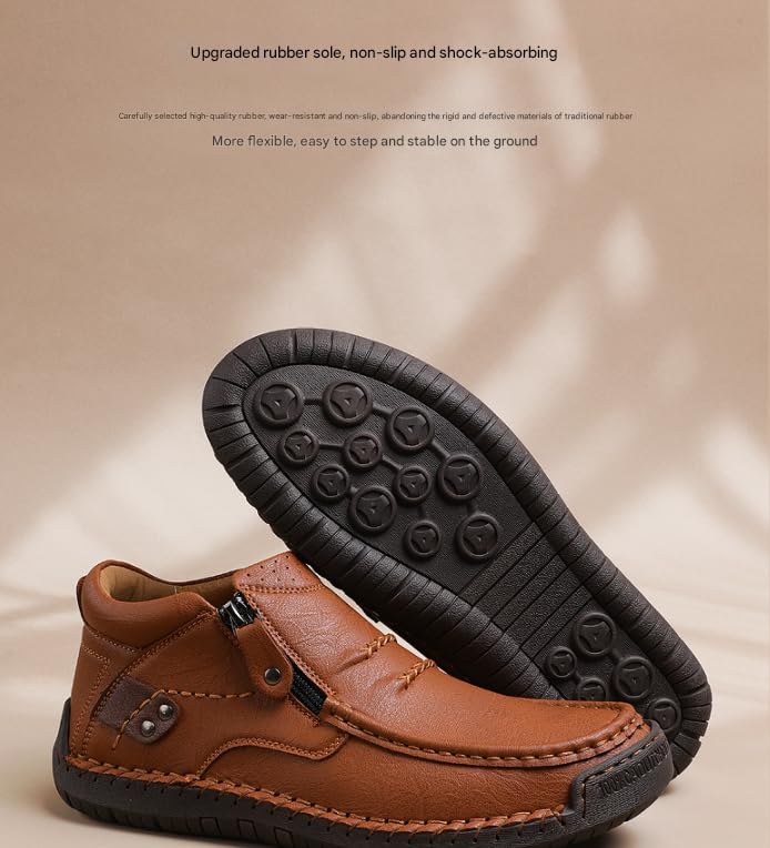The First Young Shoes Men, Men’S Handmade Premium Leather Slip-On Driving Boots Travel & Outdoor4