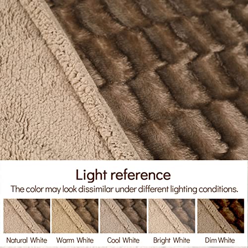 Ailemei Direct Fluffy Faux Fur King Size Sherpa Blanket For Couch, Soft Fuzzy Blankets Reversible, Warm Cozy Brushed Furry Big Large Bed Blanket For Fall Winter, Plush Comfy Throw Blankets, Brown #TOP5