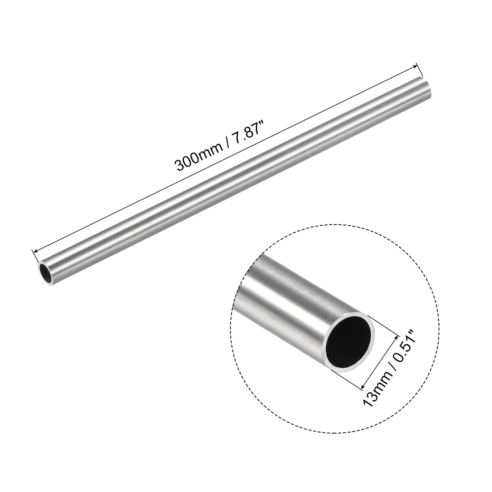 sourcing map Tube en acier inoxydable 304, diamètre extérieur 13 mm x 1 mm, épaisseur de paroi de 300 mm de long, tube capillaire en métal pour machines industrielles