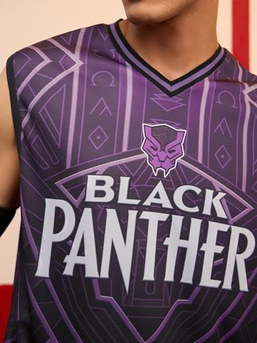 Image of The Souled Store Marvel: Mens and Boys Sleeveless V Neck Graphic Printed Polyester Relaxed Fit Casual Streetwear Easy Vest