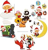 alles-meine.de GmbH 2 versch. Bögen: Fensterbilder -  Sandmann / unser Sandmännchen  - und Seine Freunde - statisch haftend - selbstklebend + wiederverwendbar / Sticker Fenster..