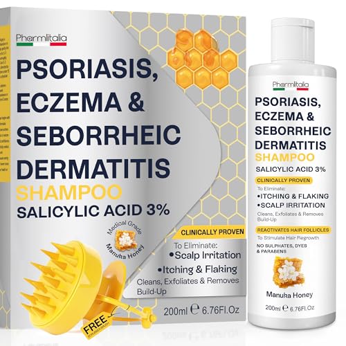 Psoriasis Shampoo for Dry & Itchy Scalp with Salicylic Acid 3% - Psoriasis Scalp Treatment for Eczema Relief, Seborrheic Dermatitis, Ringworm & Folliculitis - Shampoo for Flakes Acne with Manuka Honey