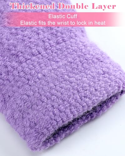 Chuarry 2 Pairs Kids Wool Fleece Lined Knit Gloves Winter Thick Warm Mittens for 6-10 Years Boys Girls4