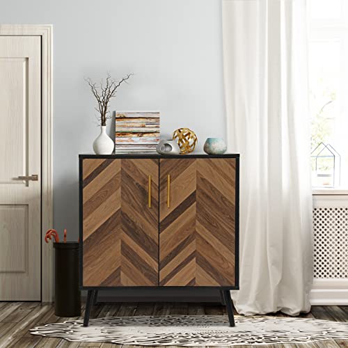 Sihanm Black Storage Cabinet 2 Doors - Modern Accent Cabinet Free Standing Sideboard Buffet Cabinet With Shelves, Wood Small Storage Cabinet For Living Room Kitchen Office Hallway #TOP3