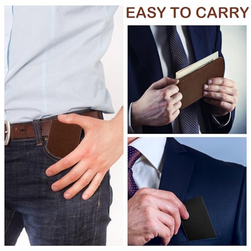 Eccliy 2 Pcs Magnetic Money Clip for Men Leather Money Holder Slim Minimalist Business Card Holder Holds 10 to 12 Bills, Brown and Black4