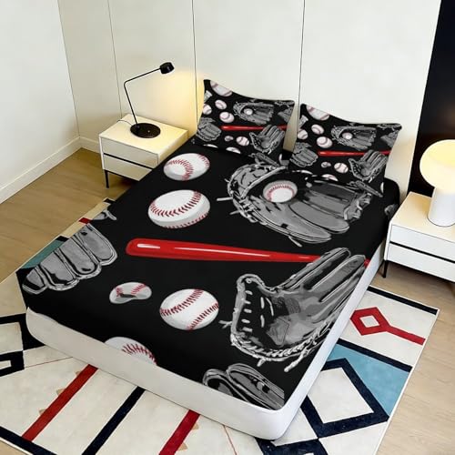 Drap-Housse Baseball 90x200cm en microfibre douce imprimé 3D