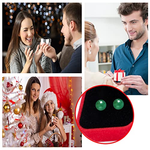 Handmade Jade Earrings, 925 Sterling Silver Earrings Studs,Women Mother's Day Gift Mom Day Gifts， Green Jade Drop Earrings, Gift For Birthday Anniversary (Ball) #TOP5