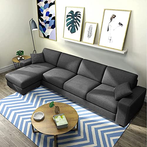 Image of CASASTYLE Adonoy 5 Seater LHS L Shape Fabric Sofa Set (Grey)