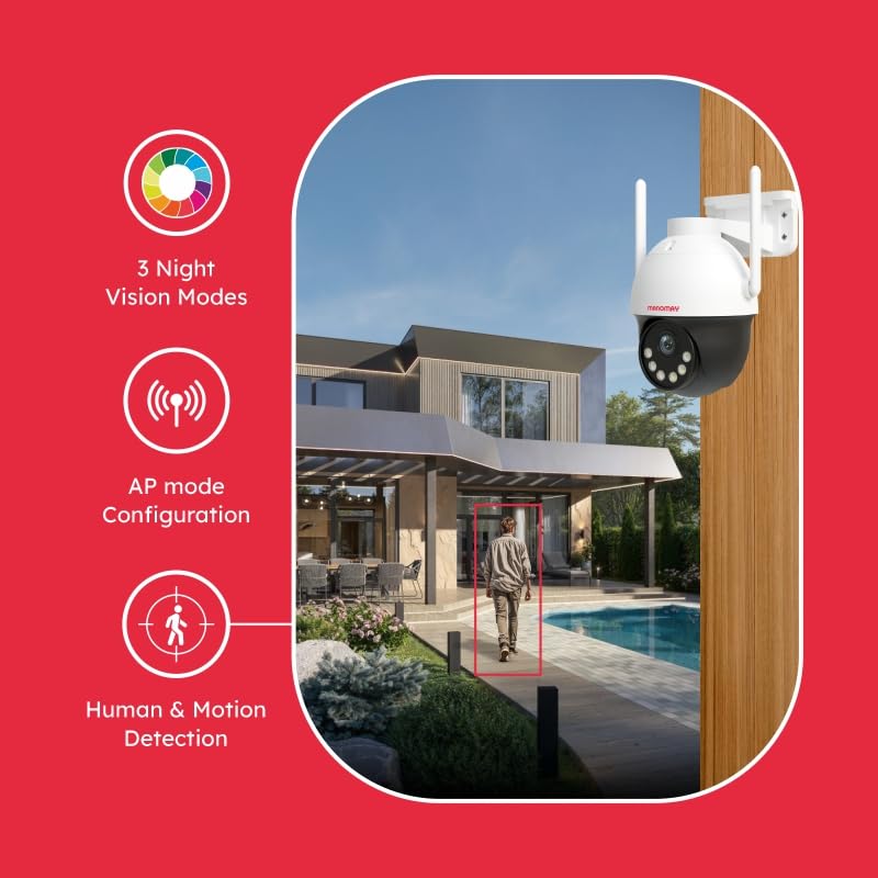 Image of MANOMAY 3MP 4G Protect Pro Mini PT CCTV Camera Pack of 2 | SIM Based Outdoor Security Camera | STQC Certified | AI Human Tracking | Color Night Vision | Two-Way Audio | IP66 | Alexa (M1094S)