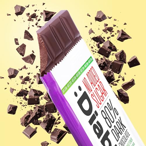Diablo No Added Sugar 80% Dark Chocolate – No Added Sugar Chocolate Bar, Sweetened with Stevia, Gluten Free, Ideal for Any Occasion, Birthdays, Valentines, or Gift Hampers, 75g (Pack of 4)