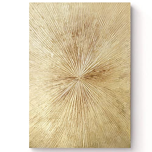 UAC WALL ARTS Modern 3D Awirl Paintings Abstract Oil Paintings Contemporary Artwork Gold Foil Wall Art Wall Decor for Living Room Bedroom Office Decoration 24*36In, 3D Gold Paintings