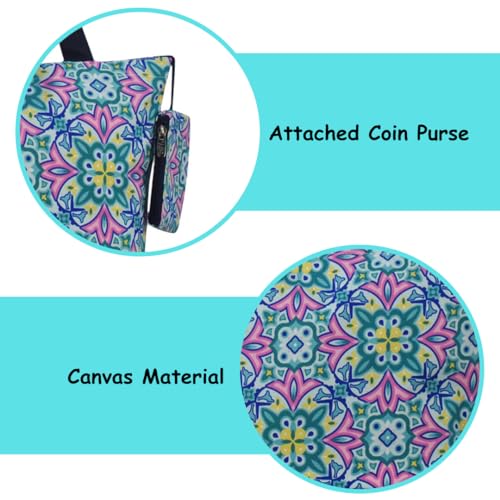 Image of NGIL Medium Top Zipper Closure Canvas Tote Bag with Attached Matching Coin Purse For Moms and Nurses