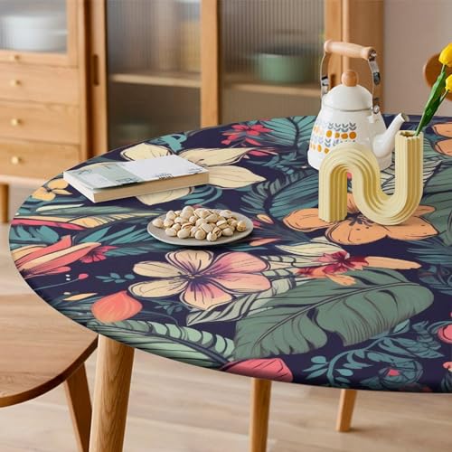 Nappe ronde lavable anti-vent pour table intérieure et extérieure - 8
