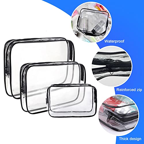 AWAVM Clear Travel Toiletries Bag 3 PCS Portable Waterproof Toiletry Bags for Women and Men Clear Makeup Bags PVC Cosmetic Bag Travel Accessories Wash Bag for Travelling and Holiday - Image 3