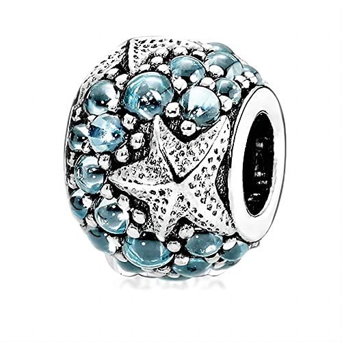 Image of KFRS 2025 Summer Oceanic Starfish Charms with Cubic Zirconia 100% 925 Sterling Silver Charm DIY Beads Fits for Pandora Bracelet DIY Making Jewelry (Bead)