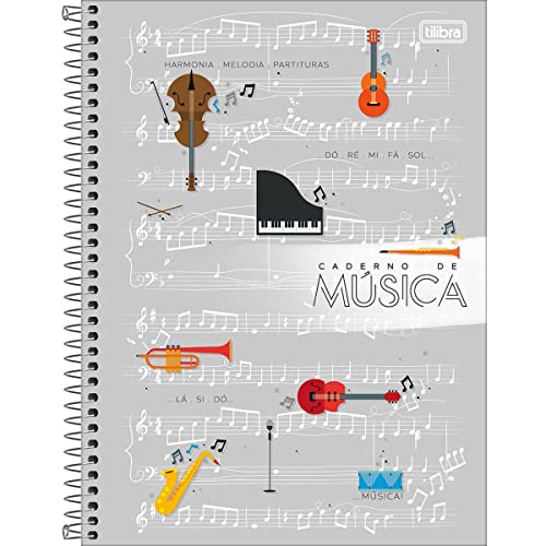 Caderno Espiral Universitário com 80 Folhas Capa Dura - Caderno de Musica - Tilibra
